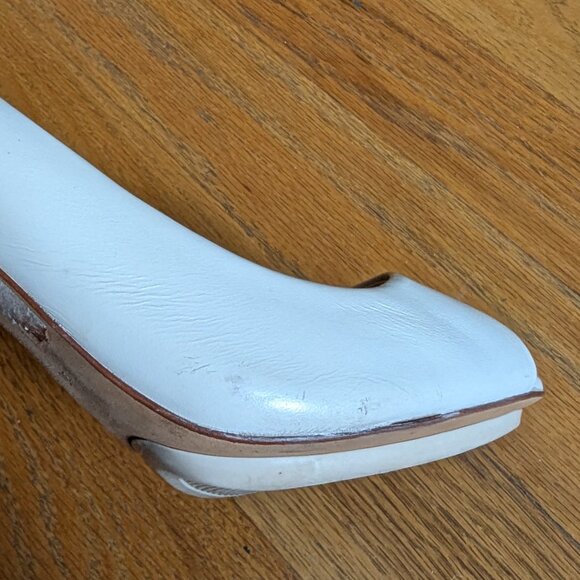 Cosmoparis Peep Toe Bridal Off White Ivory Leather Heels Size 9.5 - Picture 13 of 16
